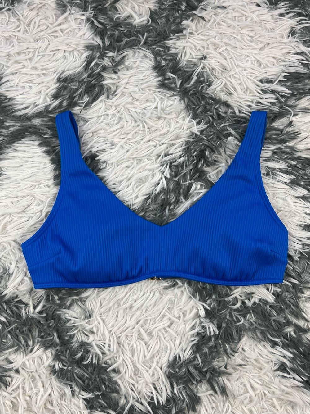 Hollister Women’s Blue Ribbed Bikini Swim Top Size Small